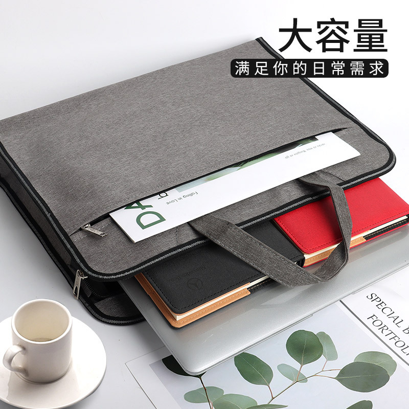 Picture of Jerry 5580 A4 Large Capacity Portable File Bag Stereo Thickened Briefcase Multi-Layer Canvas Information Kit Fixed Brush