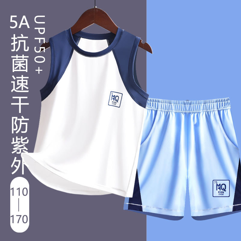 Picture of Children's Quick-Drying Sleeveless Wide-Shoulder Vest Sports Shorts Suit Boys' Sweat-Wicking Outer Wear Breathable Summer Thin Style