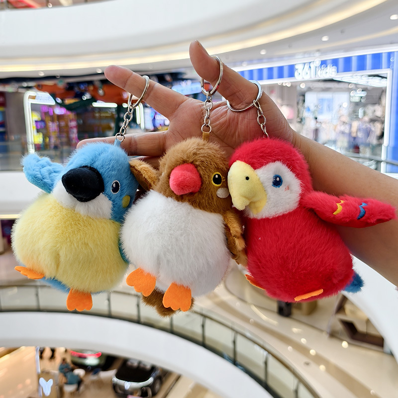 Picture of Cute Artificial Parrot Plush Pendant Bird Doll Keychain School Bag Pendant Claw Machine Gift Batch