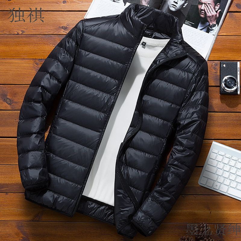 Autumn and Winter New Light Down Cotton-padded Jacket Men's Short Vertical Collar Hooded Casual Trendy Brand Couple Casual Cotton-padded Jacket