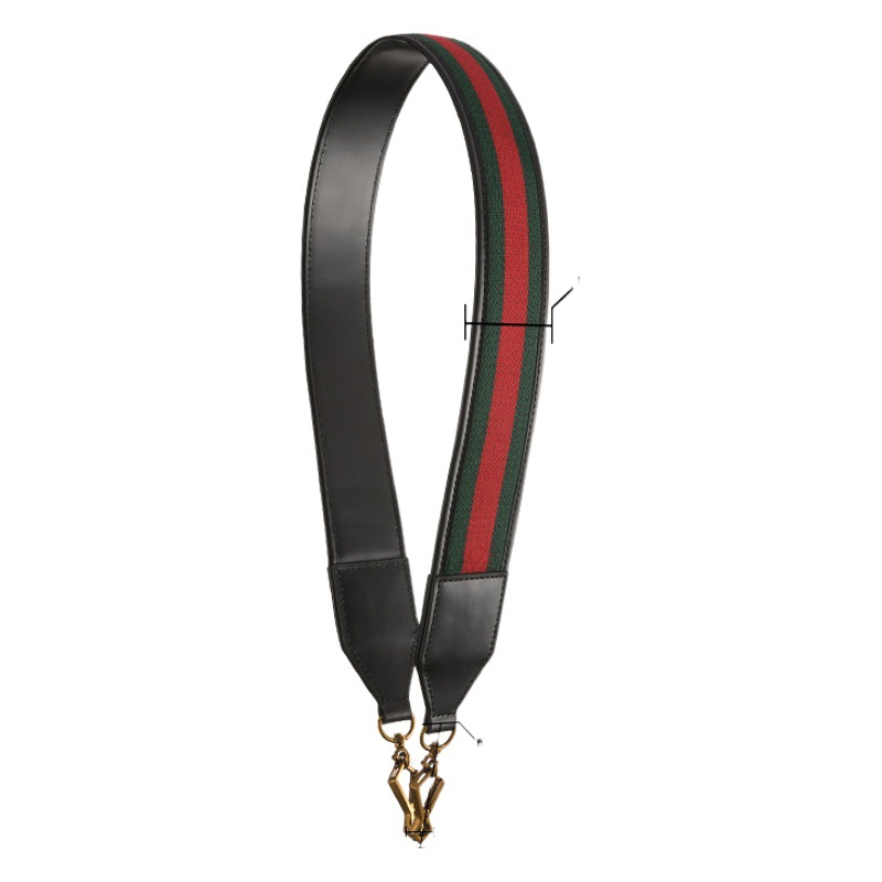 Mahuangshi MHS-F-2 Ribbon Green Red Wide Shoulder Strap Shoulder Crossbody Cow Leather Bag with Cow Leather Wrap Strap