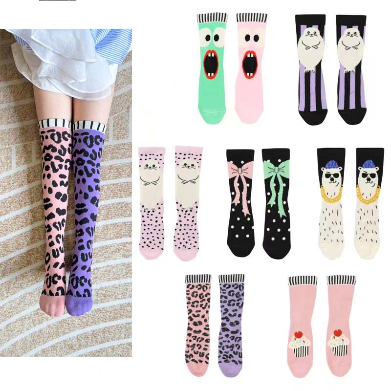 Cross-border source manufacturers children's stockings personality leopard fashion color matching calf socks AB socks knee socks wholesale