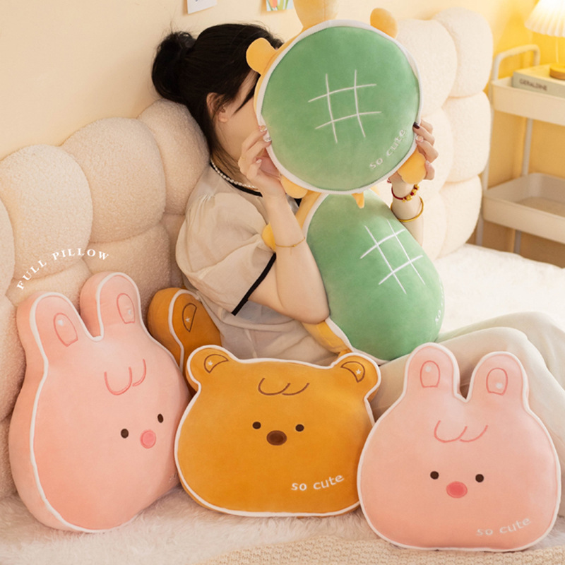 Cartoon plush bear pillow super soft waist rabbit cushion tatami full turtle bed pillow wholesale