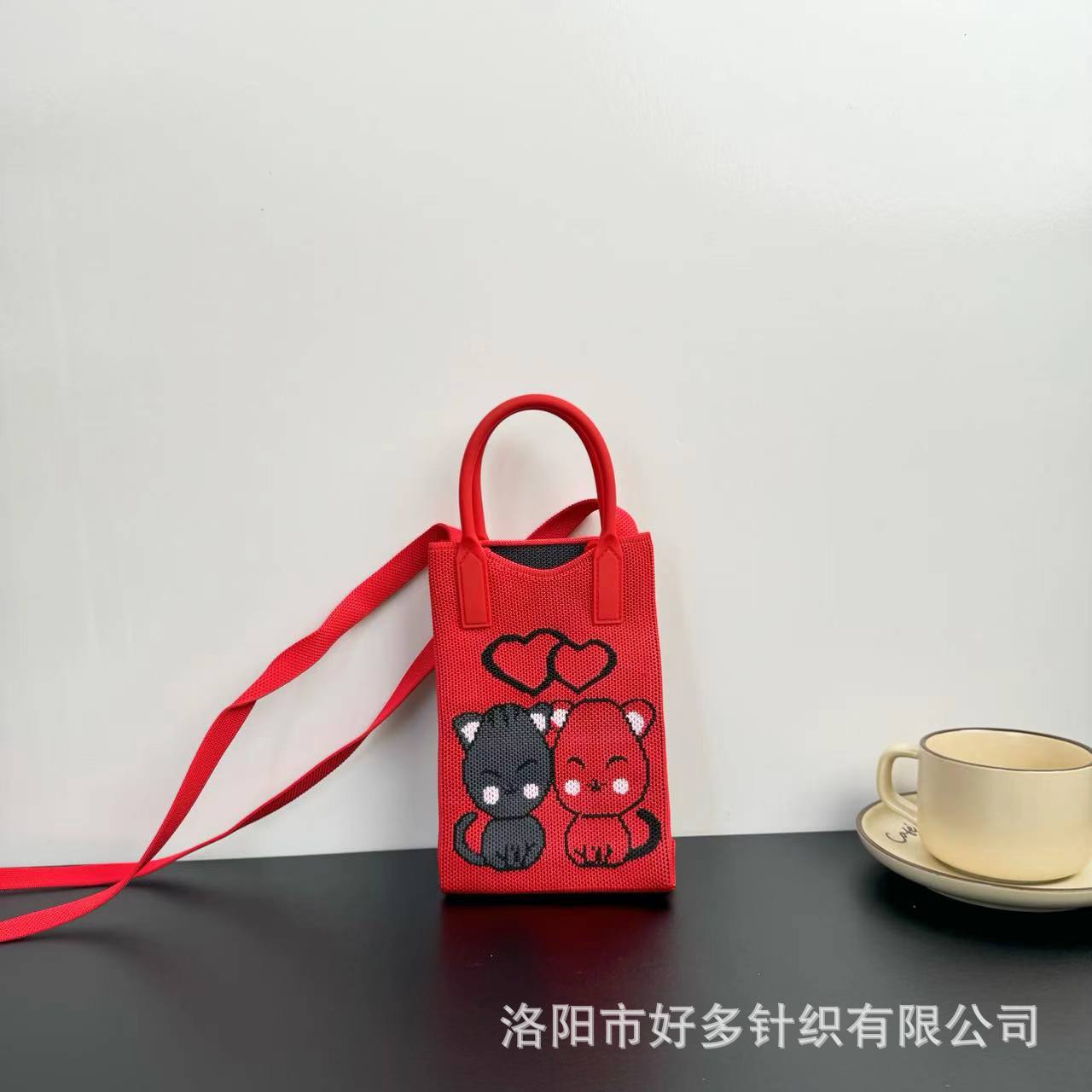 Picture of Advanced Sense Ins Mobile Phone Bag New Cartoon Knitted Bag Dopamine Niche All-match Crossbody Shoulder Bag Handbag