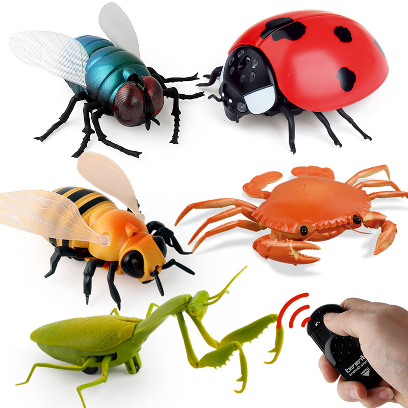 New exotic simulation infrared remote control insect fly bee ladybug crab mantis mouse trick toy wholesale