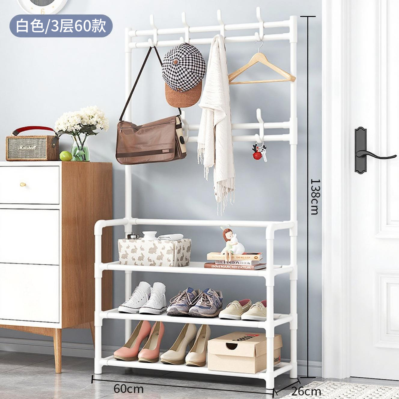 Picture of Coat Rack Bedroom Indoor Dormitory Clothes Rack Household Simple Storage Rack Simple Floor-Standing Multi-Functional Combination Shoe Rack