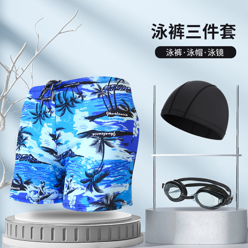 Picture of Explosions swimming trunks adult men's plus size anti-embarrassment boxer men's printing beach hot spring swimming trunks factory wholesale