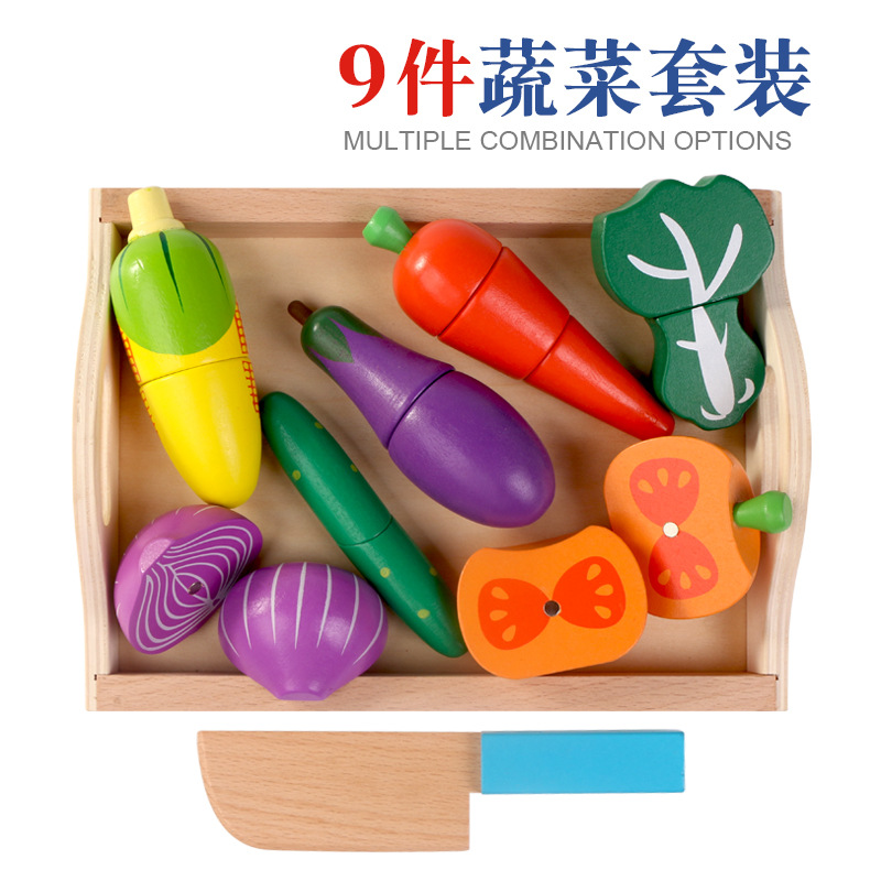 Picture of Children boy play house toy kitchen vegetable cutting girl baby fruit cutting cake cutting simulation cooking