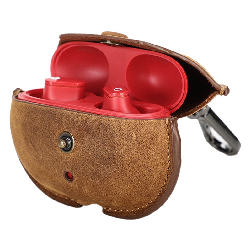 For Apple Beats Studio Buds Headphone Case Crazy Horse Leather Portable Bluetooth Headset Case