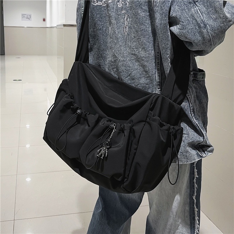 Trendy Brand Japanese Style Tooling Crossbody Bag Men's ins Solid Color All-match Large Capacity Casual Simple Single Shoulder Messenger Bag for Women
