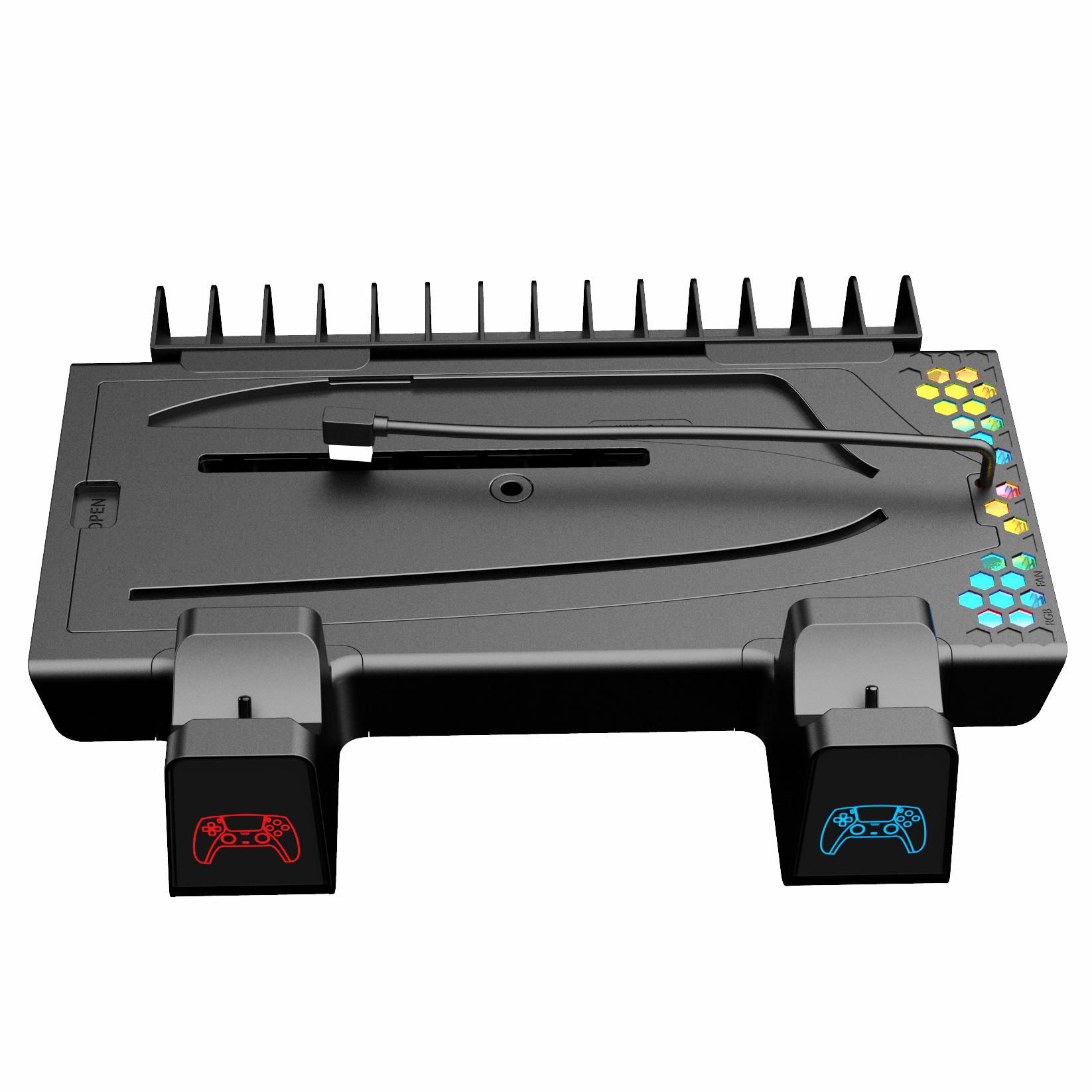 Picture of PS5Slim multi-function bracket base PS5 handle double-seat charger with earphone storage rack bracket accessories DZ505