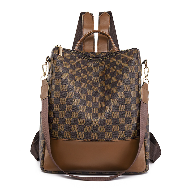 Picture of High-value Plaid Anti-theft Women's Backpack 2023 New Large Capacity Three-use Backpack Women's All-match Lightweight Bag