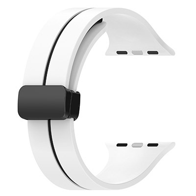 Picture of Two-color Striped Magnetic Folding Buckle Silicone Strap for Apple Watch Strap Magnetic Silicone Watch Strap