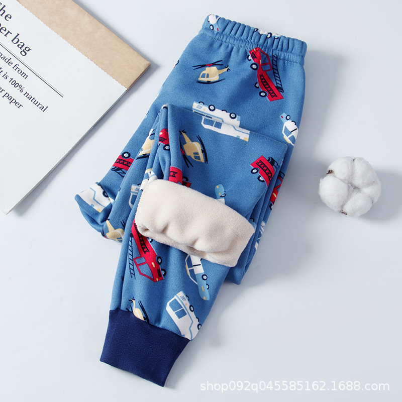 Picture of Children's Warm Pants Fleece-lined Thickened Boys' and Girls' Autumn and Winter Pants Baby's Inner Wear Children's Sleeping Pants Leggings