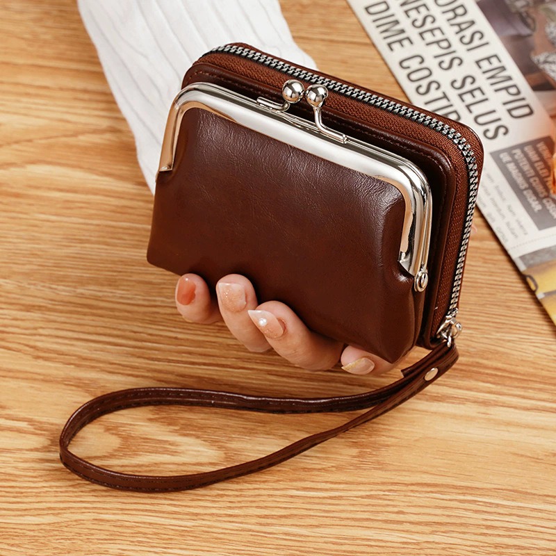 Picture of 2025 New Retro Style Clip Bag Personalized Mini Multi-Compartment Card Slot Card Bag Coin Bag Hand-Held Small Bag