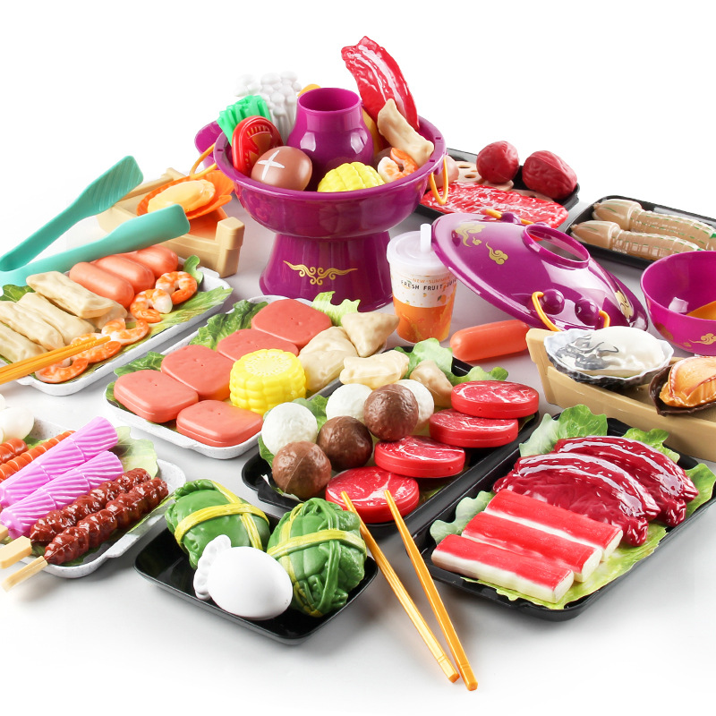 Picture of Children's Play House kitchen toys hot pot skewers barbecue suit small hot pot skewers ingredients kitchenware color box