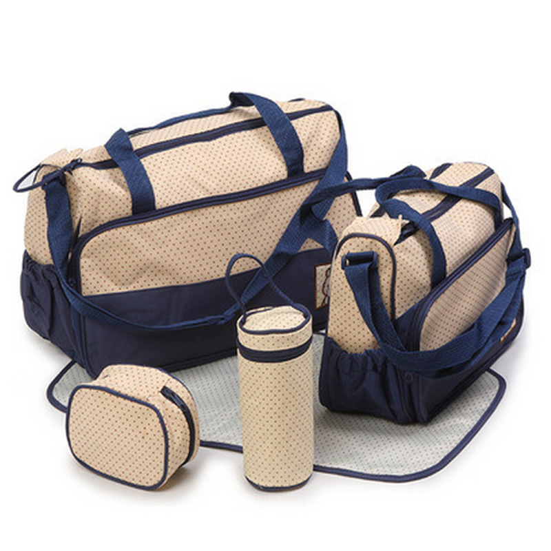 Picture of Fashionable Crossbody Waterproof Mummy Bag Five-piece Set Multi-functional Large Capacity Mother Bag Shoulder Portable Mother and Baby Bag