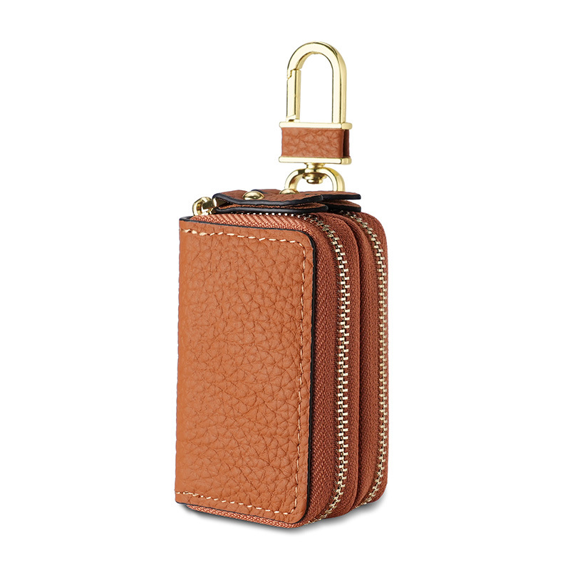 Picture of New double-layer key bag leather car key cover men's and women's first layer cowhide key bag copper hardware key chain