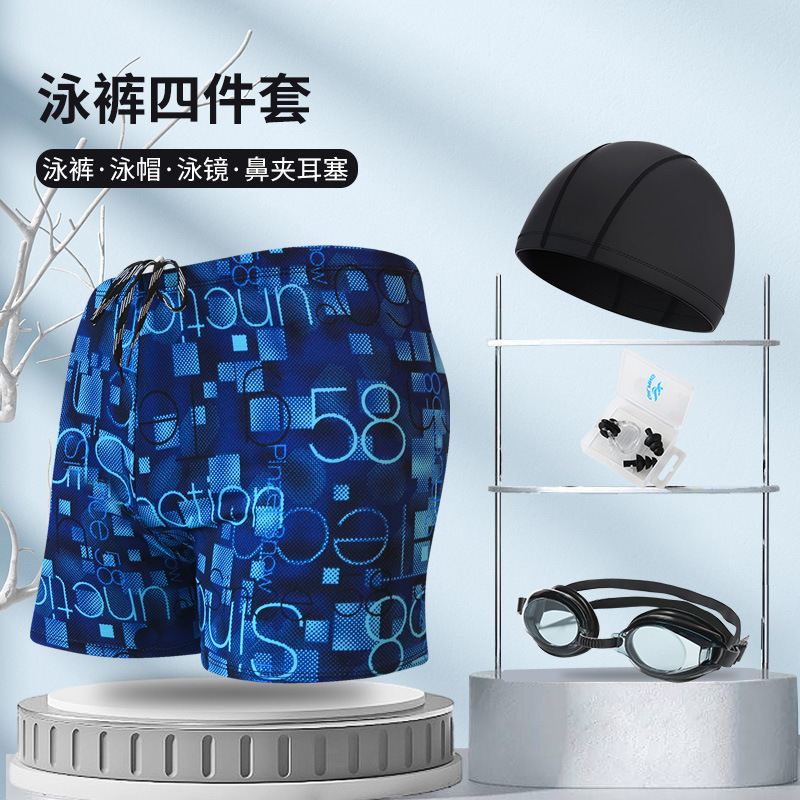 Picture of Explosions swimming trunks adult men's plus size anti-embarrassment boxer men's printing beach hot spring swimming trunks factory wholesale