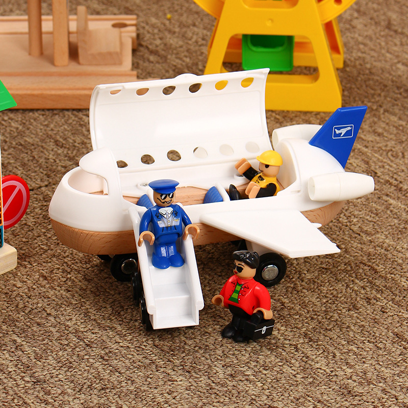 Picture of Wooden Thomas the Tank Engine Track Scene Accessories Large Aircraft Set with Villain Luggage