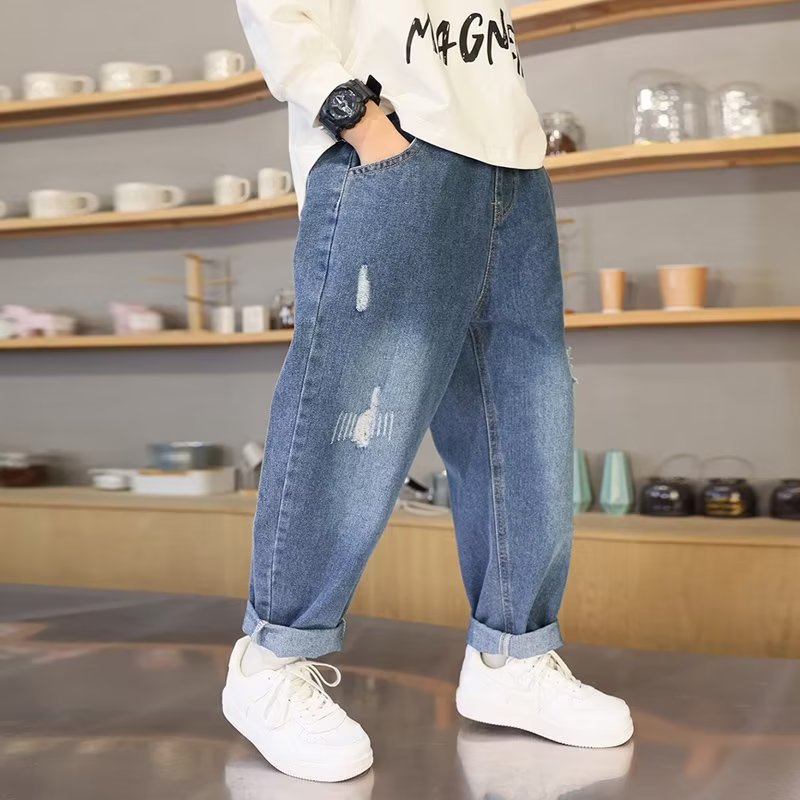 Picture of Boys' Pants Spring and Autumn Jeans 2023 New Children's Wear Big Boys Children's Autumn Loose Trendy Trousers
