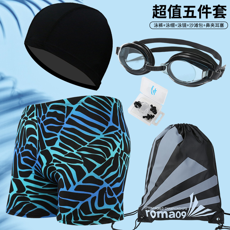 Picture of Explosions swimming trunks adult men's plus size anti-embarrassment boxer men's printing beach hot spring swimming trunks factory wholesale