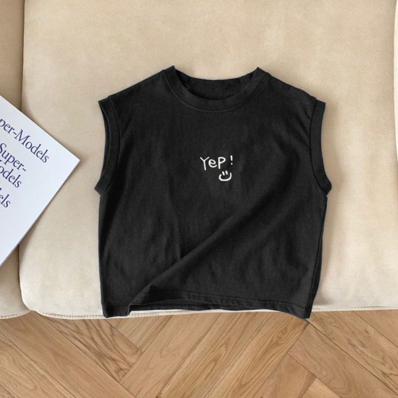 Picture of Pure Cotton Children's Cute Sleeveless T-Shirt 2024 Simple Small and Medium-Sized Boys and Girls Vest Top Summer Trendy T-Shirt