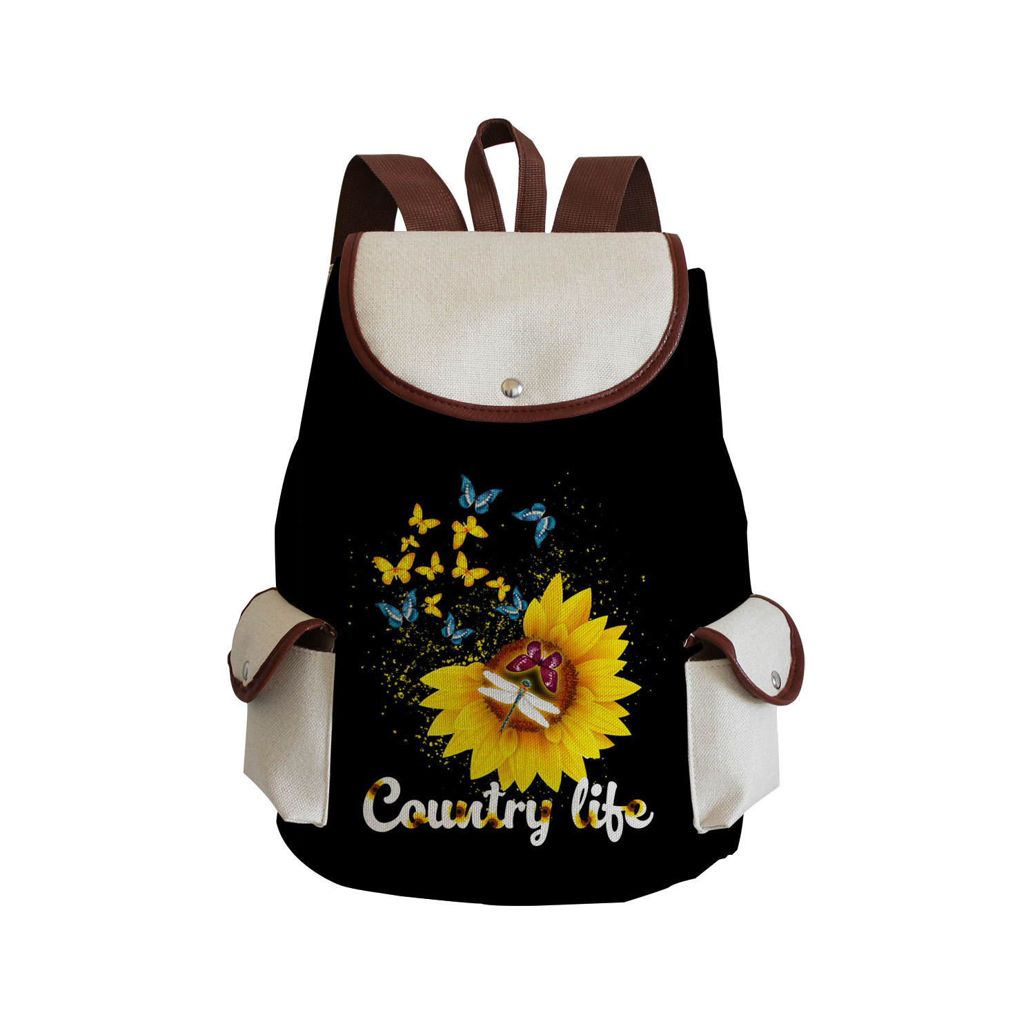 Picture of Cross-border Style Butterfly Printed Backpack ins Style Large Capacity Women's Multifunctional Backpack Portable Student Schoolbag