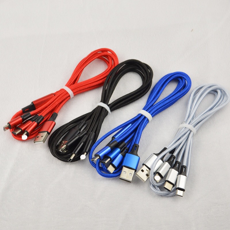 Picture of Braided one-to-three data line fast charging line three-in-one multi-head mobile phone car charging line gift LOGO