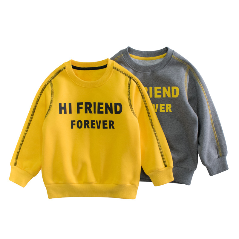 27Kids Brand Kidsren's Clothing Spring New 2024 Boys' Sweatshirts Fleece-Lined Kidsren's Clothing Wholesale One Piece Consignment