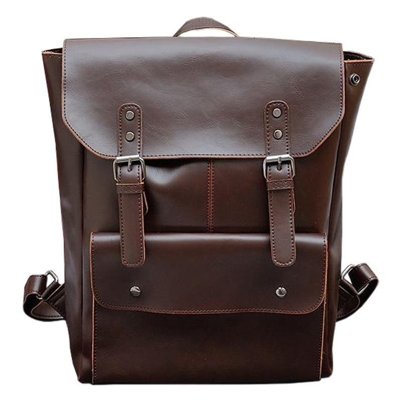 2025 New Korean Style Trendy Casual Backpack Men's Bag Women's Retro Backpack Middle School Student School Bag Travel Bag Crazy Horse Leather