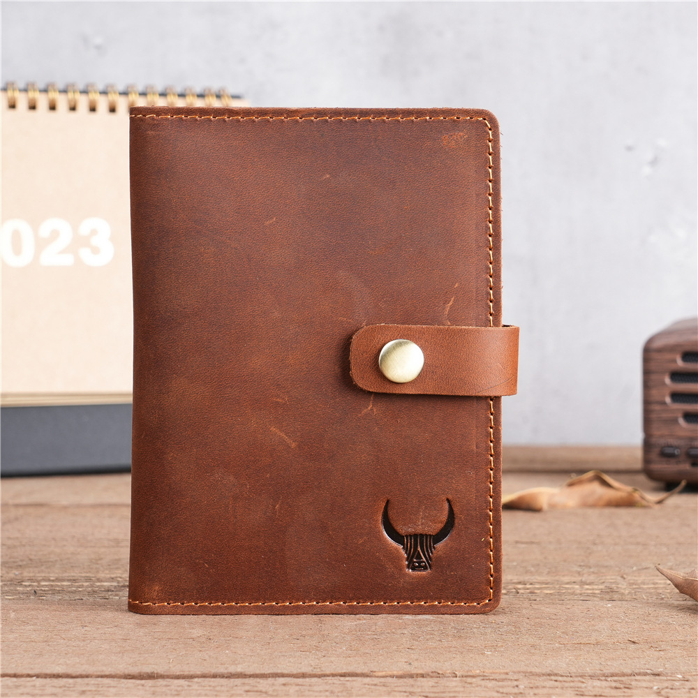 Picture of NT005 Men's and Women's Vintage Genuine Leather Passbook Bag in stock Wholesale Crazy Horse Leather Multi Card Card Bag Coin Bag Snaps
