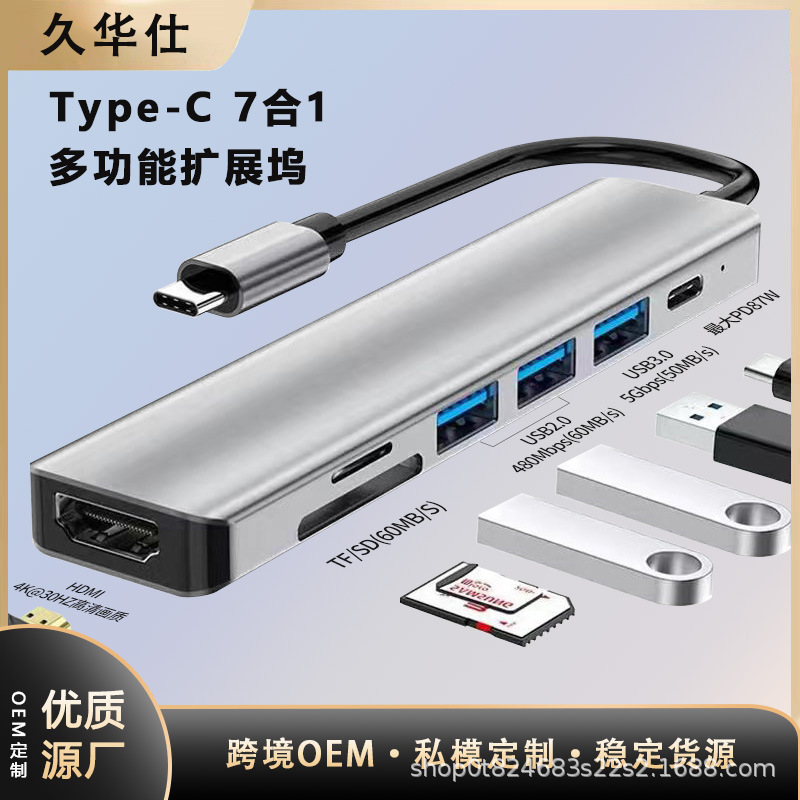 Picture of type-c five-in-one docking station usb hub 3.0 extender multi-function hub expansion dock