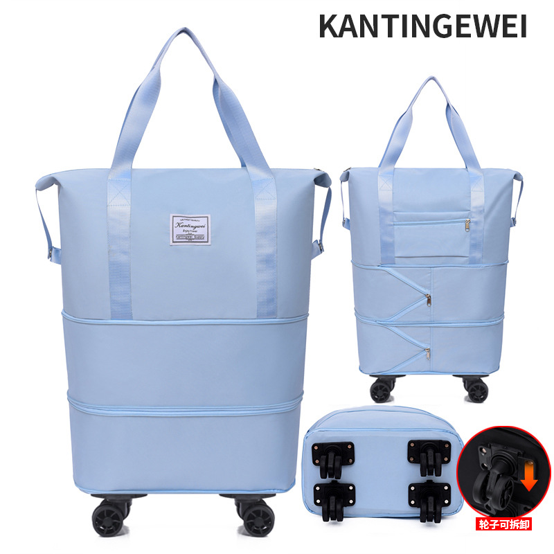 Picture of Large Capacity travel bag double-layer extended universal detachable wheel short trip cover trolley Oxford fitness anti-bag