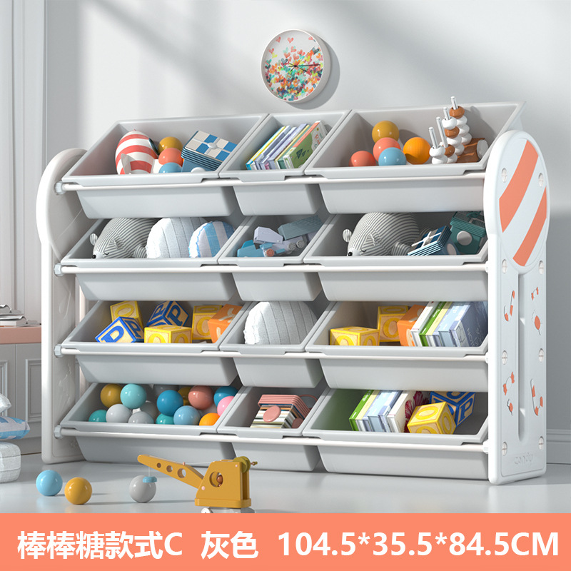 Picture of Children's Toy Storage Rack with Lid Baby Picture Book Bookshelf Organizer Box Multi-layer Storage Shelf Artifact Locker
