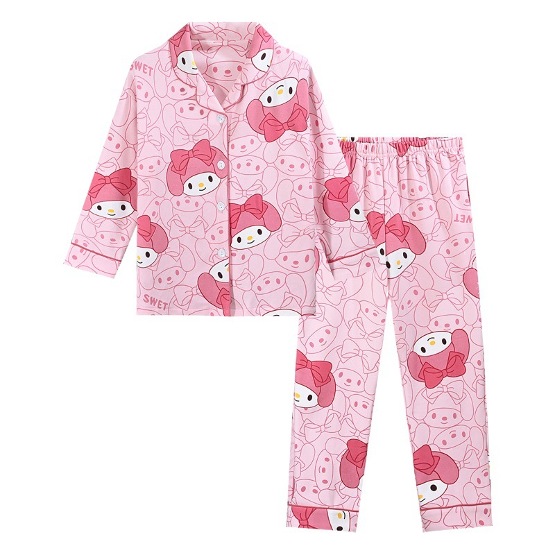 Boys' and girls' pajamas boys' and girls' long-sleeved spring and autumn thin home suit children's combed cotton home wear autumn