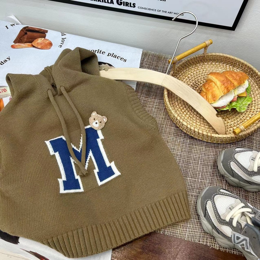 Picture of Boys and Girls Knitted Vest Hoodie Spring, Autumn and Winter Children's Pullover Sweater Vest Wearing Baby's Wool Waistcoat