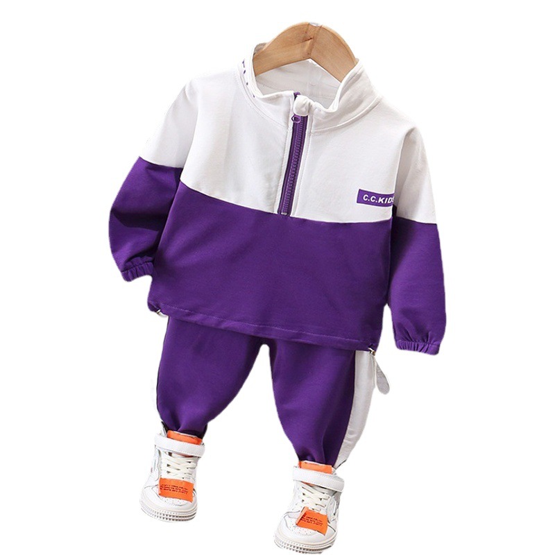 Foreign trade new autumn children's clothes suit baby long-sleeved zipper jacket coat trousers two-piece set delivery