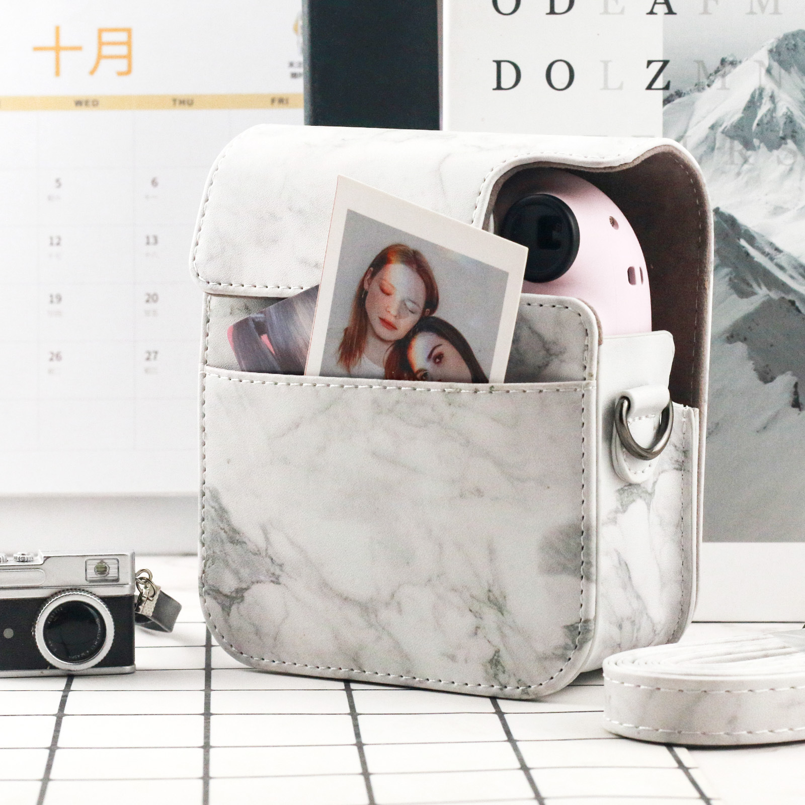 Picture of A generation of Fuji Paradiol mini12 camera storage bag marble pattern simple Joker diagonal span