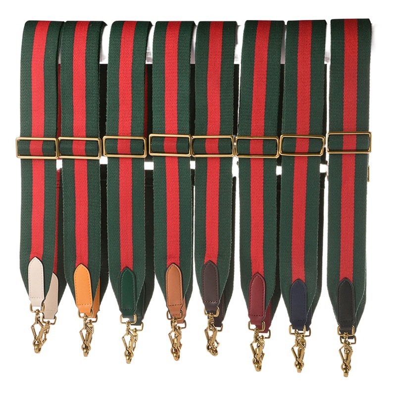 Mahuangshi MHS-F-47 Green Red Ribbon 5CM Adjustable Bag Belt Women's Bag Replacement Belt Leather Women's Bag Wide Shoulder Strap