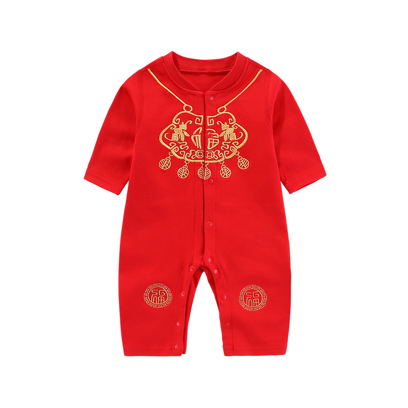 Picture of Baby one-piece romper autumn clothes baby boy 100 days clothes spring and summer newborn one month old one year old dress national style