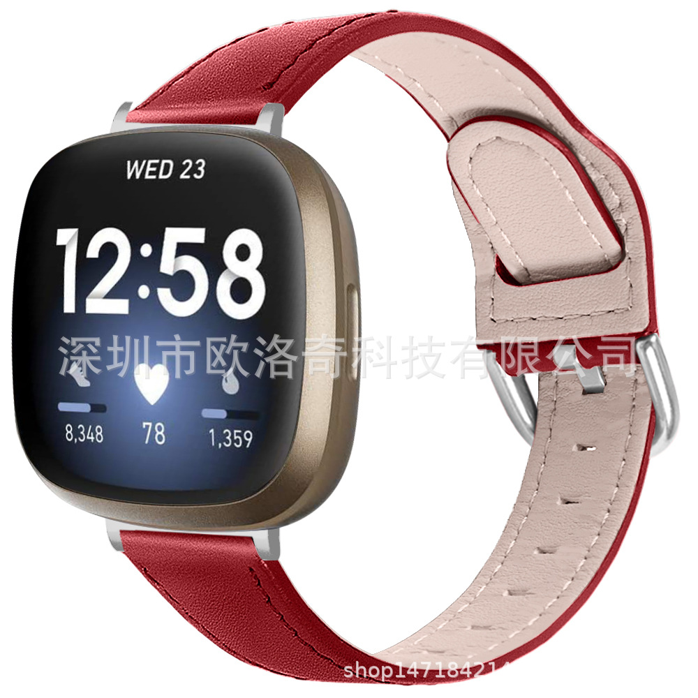 For Fitbit versa 3 high-grade genuine leather strap versa4 smart watch strap car line strap