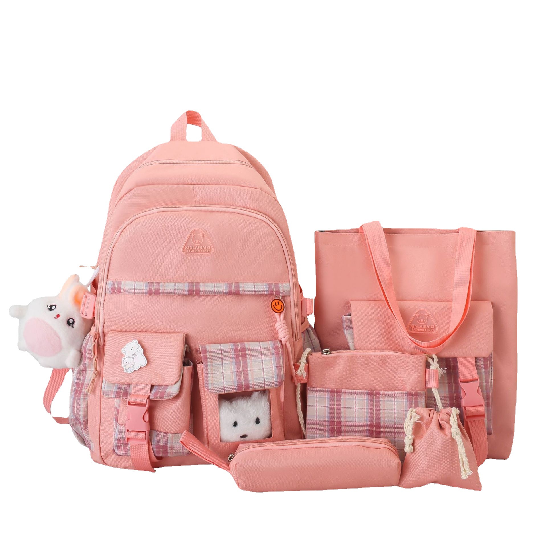 Picture of Five-piece bag women's new large-capacity junior high school girls shoulder bag campus primary school students Senior high school sturdy backpack