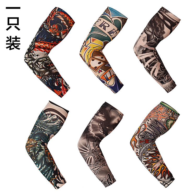 Picture of Outdoor Sleeve Tattoo Sleeve Seamless Men's and Women's Flower Arm Riding Sunscreen Sleeve Tattoo Arm Gifts