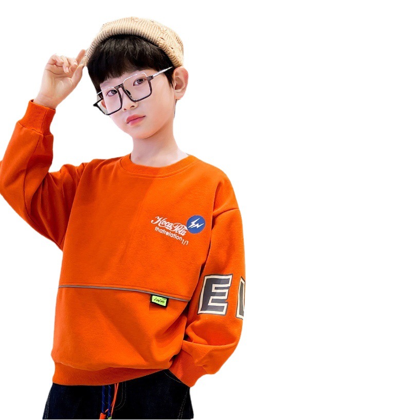 2025 New Boys' Long Sleeve T-Shirt Spring Clothes Big Children's Stylish Sweater Spring and Autumn Top Fashionable Handsome Base Shirt