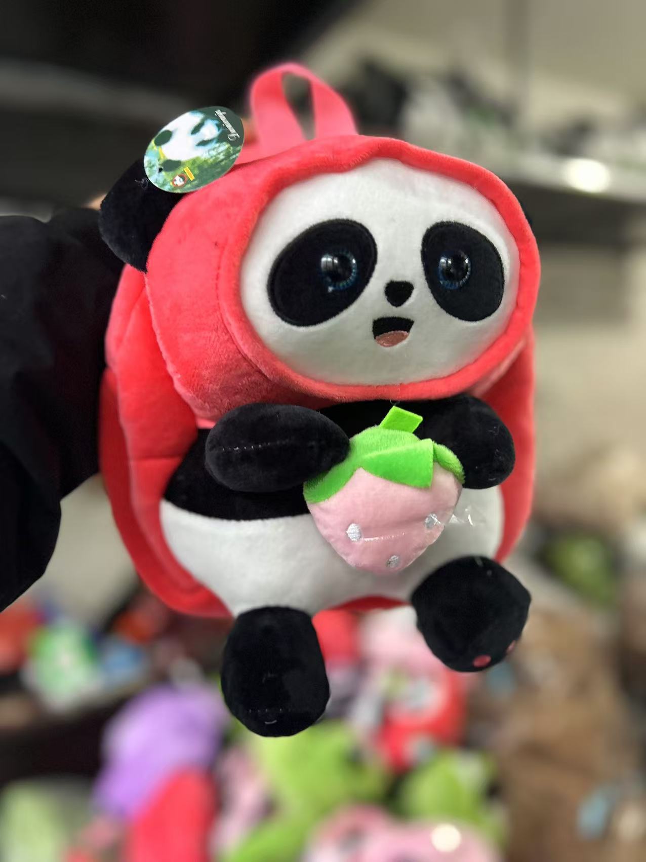 Picture of Panda Double Backpack Campus Handsome Kidsren's Backpack Shoulder Small School Bag Plush Toy Avocado Peach Panda Bag