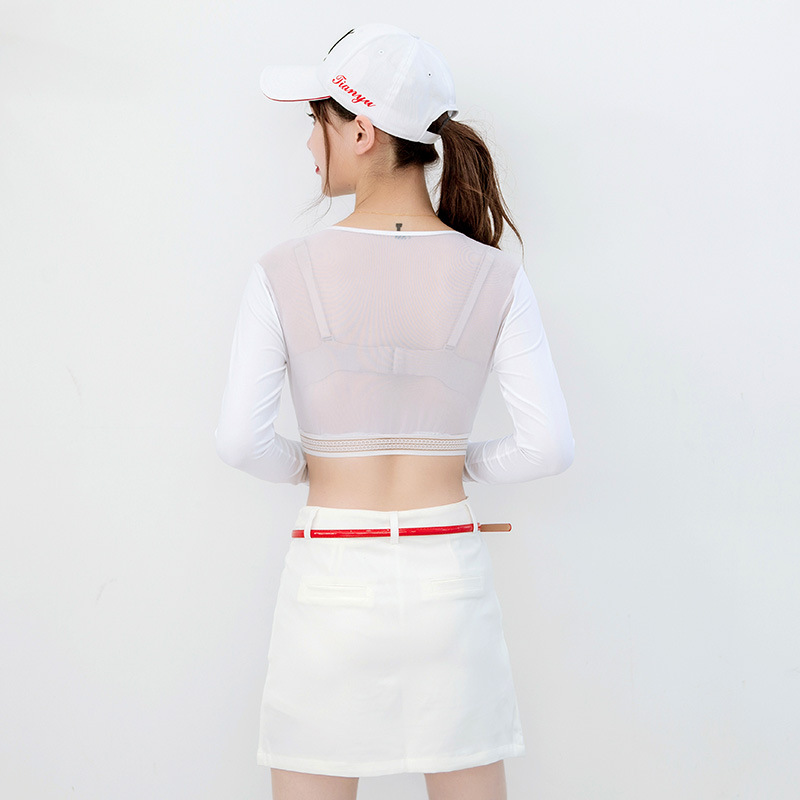 Picture of Golf sun protection clothes women's UV protection sports ice silk sleeve bottoming shirt mesh thin shawl women's tights