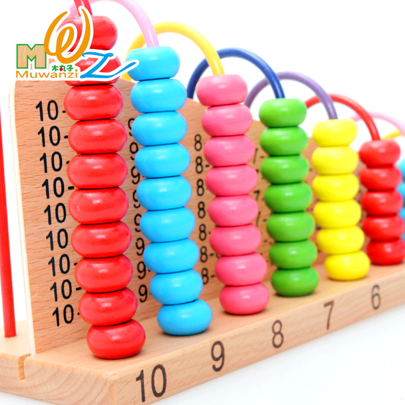 Picture of Wooden balls children's wooden beech computing rack learning abacus digital addition and subtraction cognitive early education learning wholesale