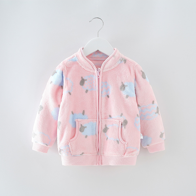 Picture of Children's coat spring and autumn flannel baby coat girls boys cardigan sweater baby coat a generation of hair