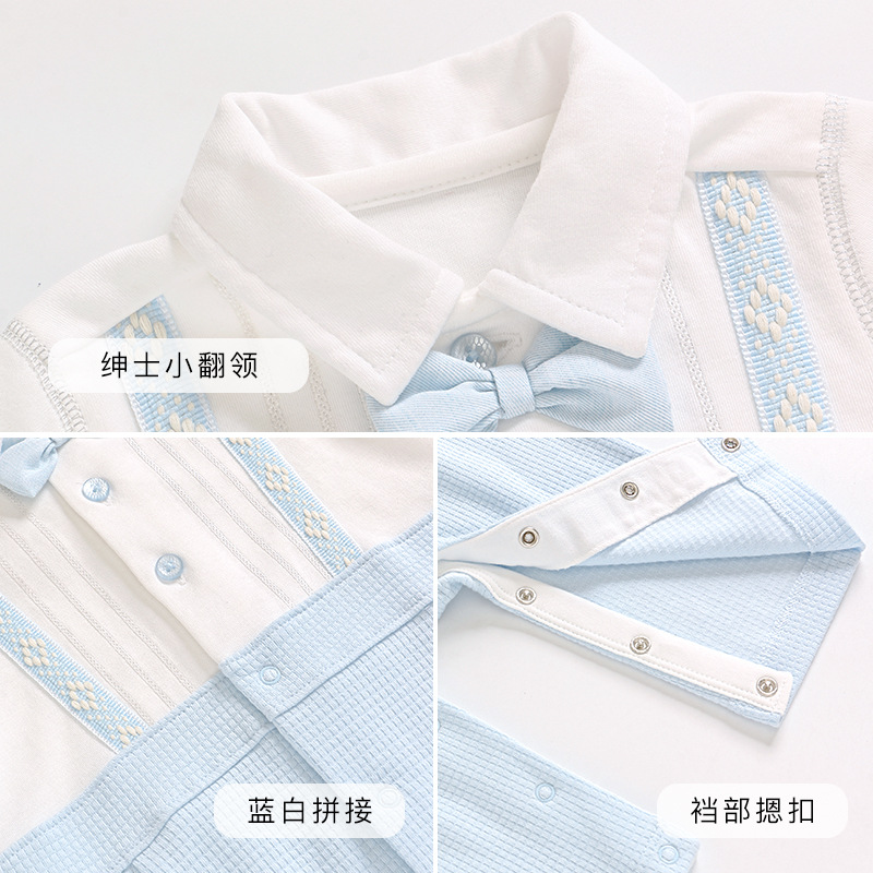 Picture of Wu Lingdie Short-Sleeved Baby and Children's Clothing 2024 Spring New Baby Clothes Baby One-Year-Old Jumpsuit Gentleman's Crawl Suit